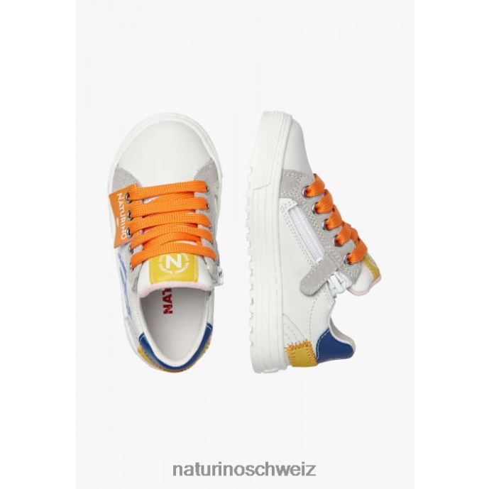Naturino Hess Arrow Reißverschluss. Sneakers aus Leder und Wildleder Kinder weiß-hellblau 66HJ473