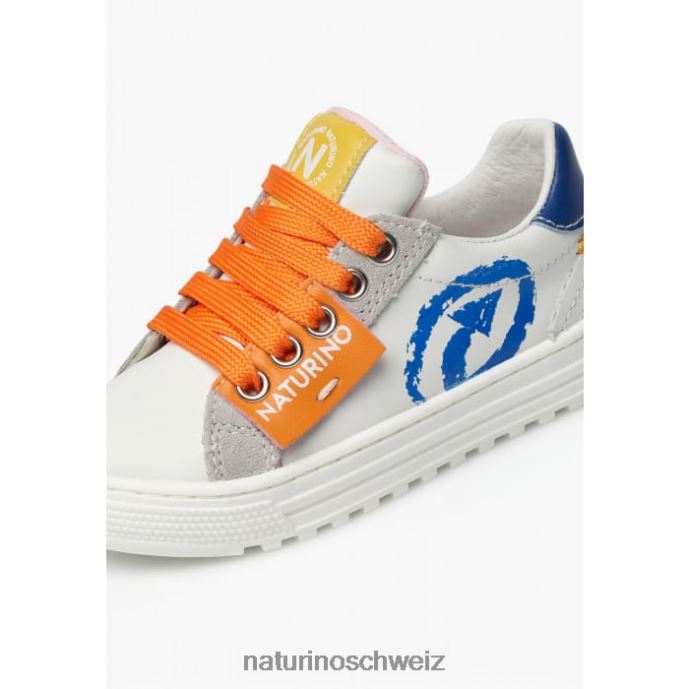 Naturino Hess Arrow Reißverschluss. Sneakers aus Leder und Wildleder Kinder weiß-hellblau 66HJ473