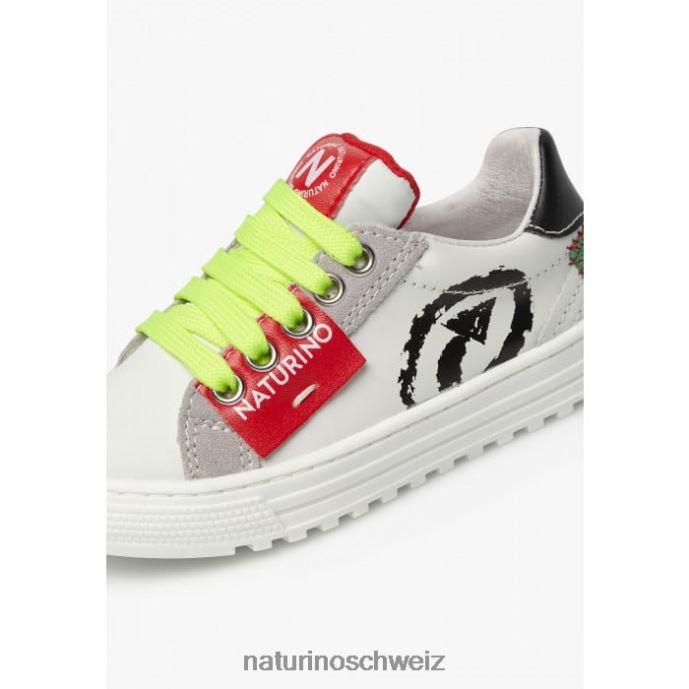 Naturino Hess Arrow Reißverschluss. Sneakers aus Leder und Wildleder Kinder weiß schwarz 66HJ468