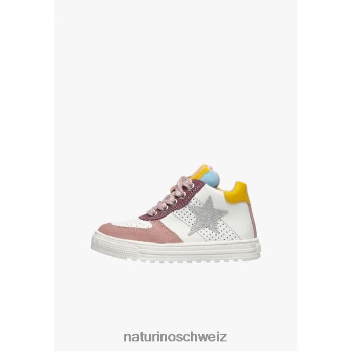 Naturino Hess hoher Reißverschluss. Knöchelsneaker aus Leder Kinder rosa-weiß 66HJ522