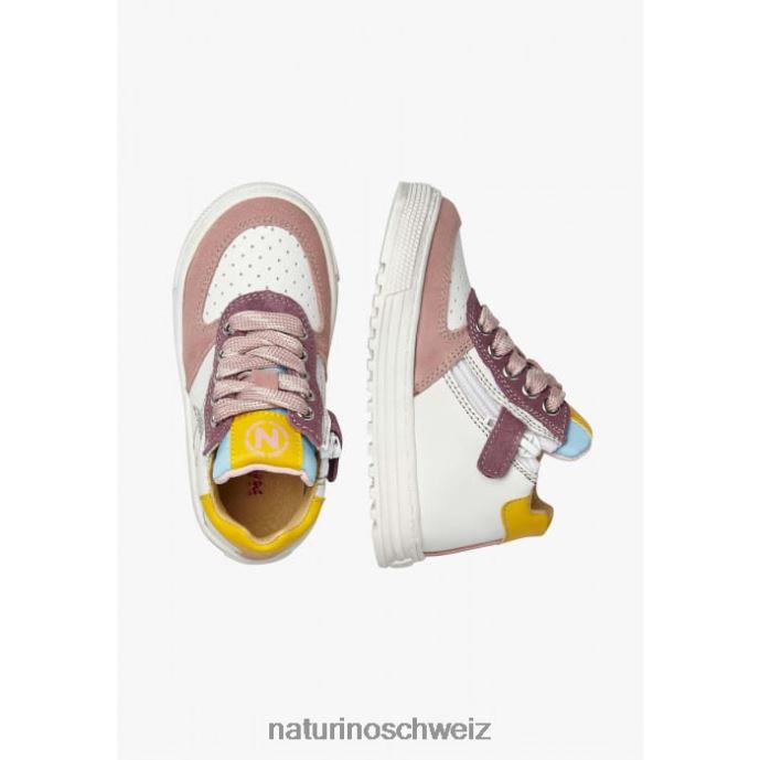 Naturino Hess hoher Reißverschluss. Knöchelsneaker aus Leder Kinder rosa-weiß 66HJ522