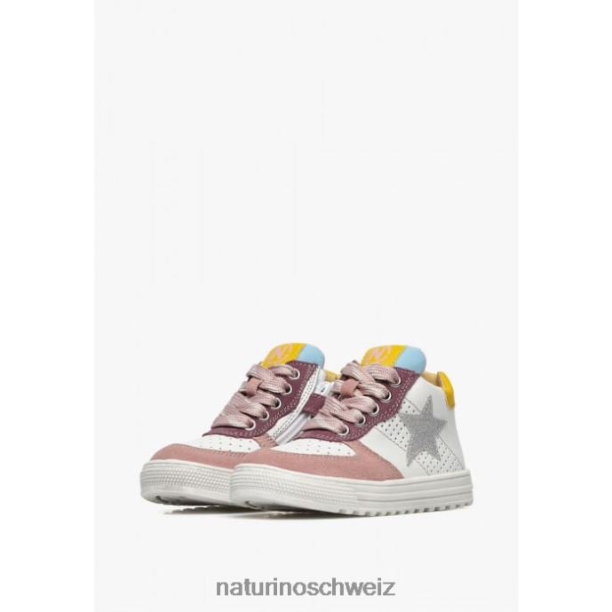 Naturino Hess hoher Reißverschluss. Knöchelsneaker aus Leder Kinder rosa-weiß 66HJ522