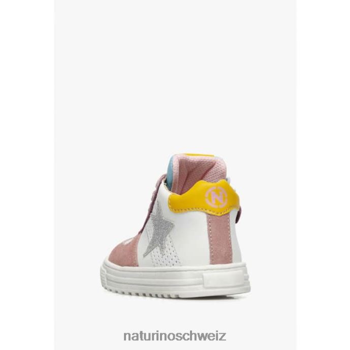 Naturino Hess hoher Reißverschluss. Knöchelsneaker aus Leder Kinder rosa-weiß 66HJ522
