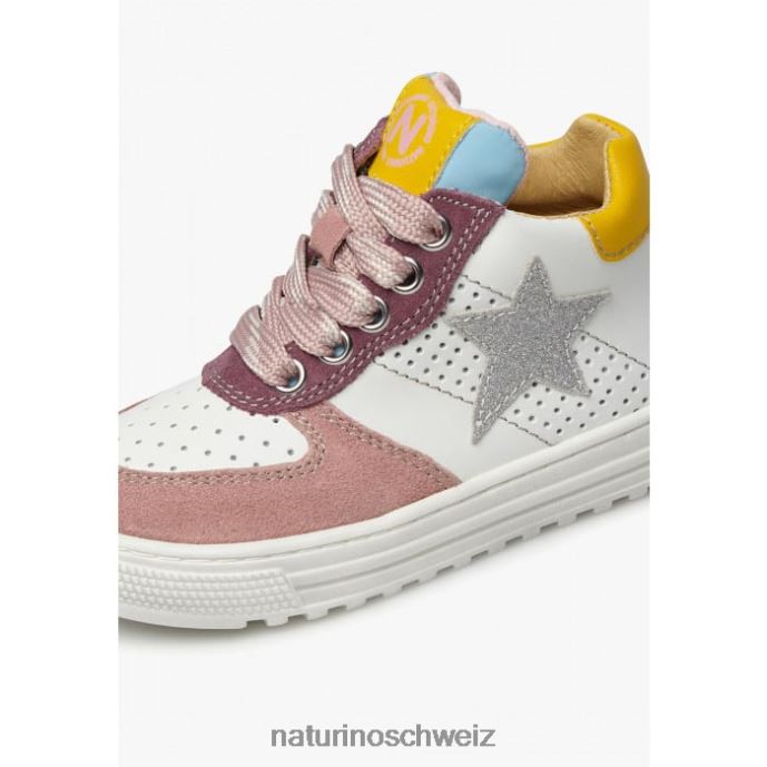 Naturino Hess hoher Reißverschluss. Knöchelsneaker aus Leder Kinder rosa-weiß 66HJ522