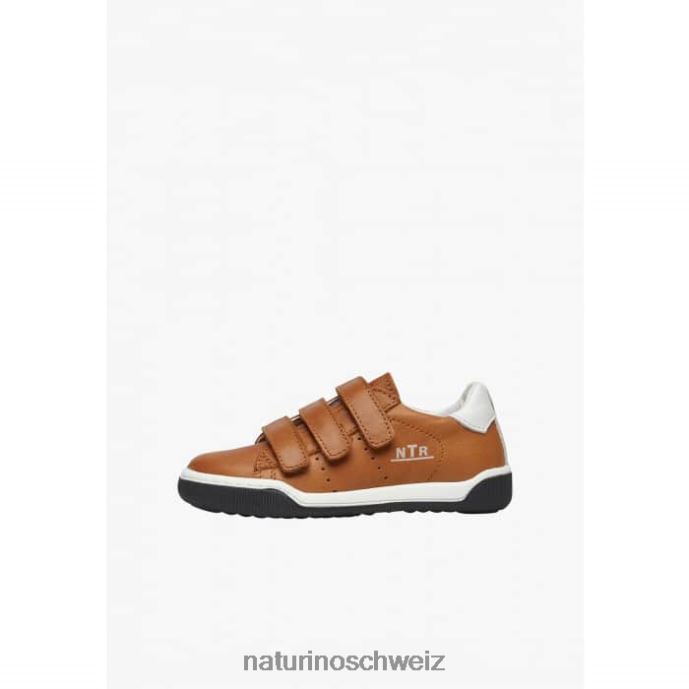 Naturino Klippe vl Ledersneaker mit Klettverschluss Kinder Weiß-Cognac 66HJ518