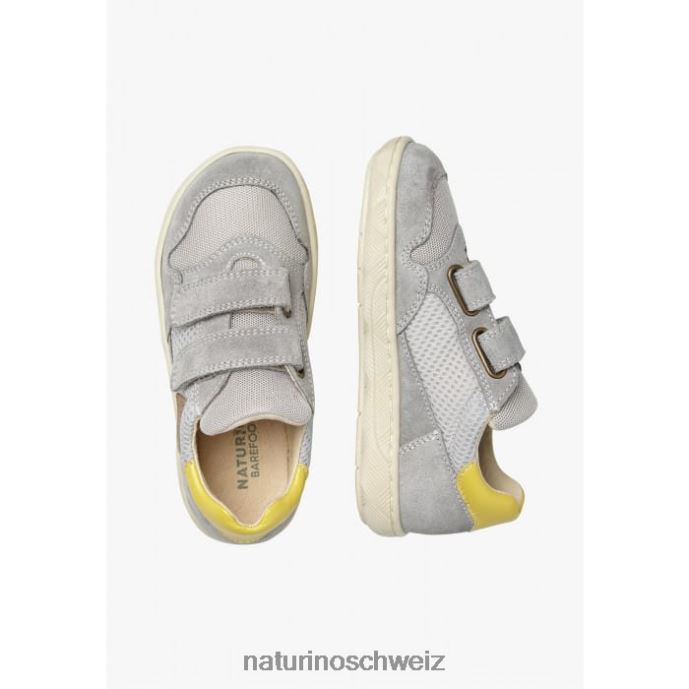 Naturino Lilox vl Sneakers aus Wildleder und Stoff Kinder grau-gelb 66HJ478
