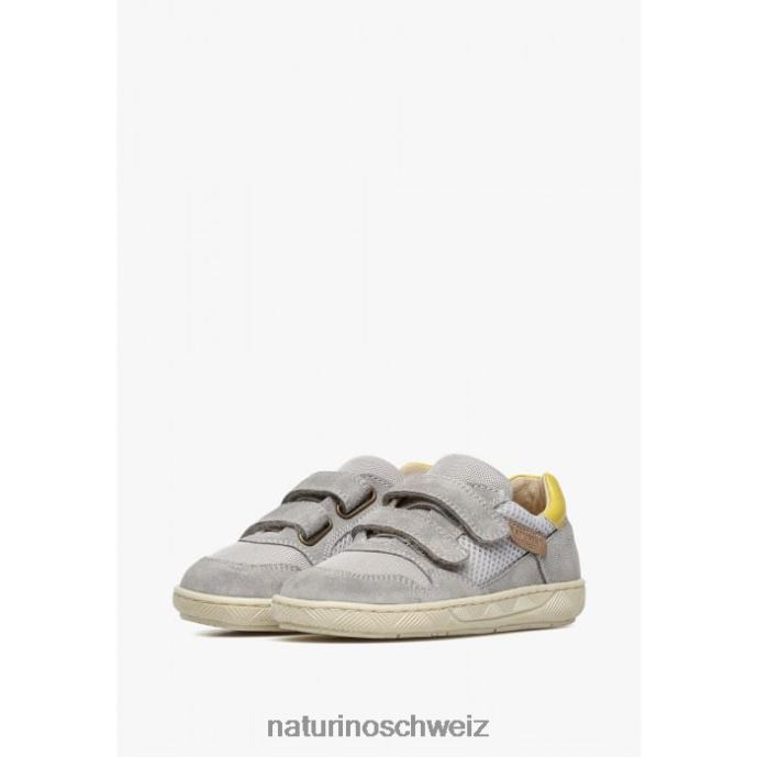 Naturino Lilox vl Sneakers aus Wildleder und Stoff Kinder grau-gelb 66HJ478