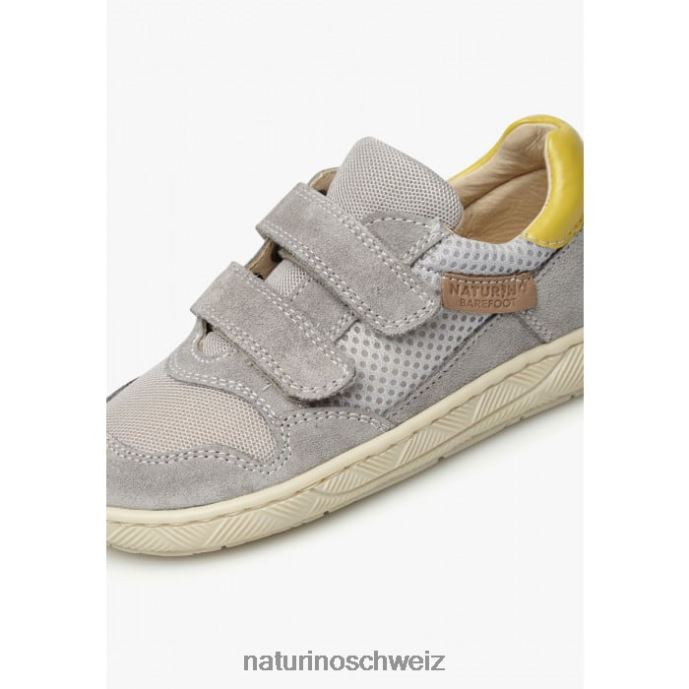 Naturino Lilox vl Sneakers aus Wildleder und Stoff Kinder grau-gelb 66HJ478