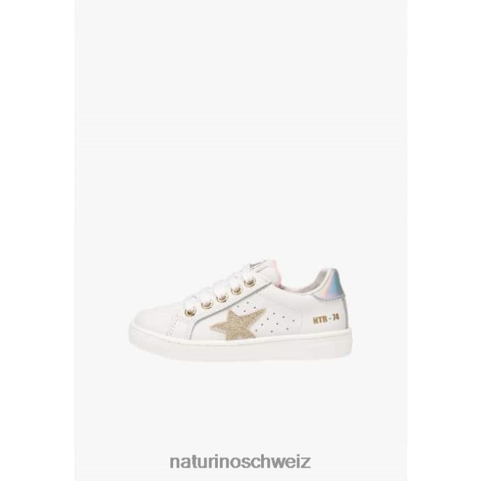 Naturino Pinn-Reißverschluss. Ledersneaker Kinder Weiß-Platin 66HJ397