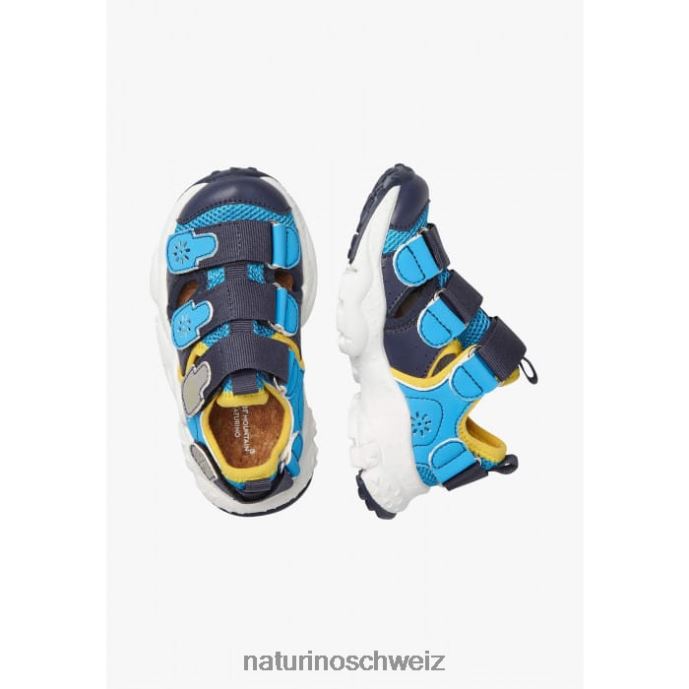 Naturino Ray Junior vl. Turnschuhe aus Öko-Leder und Stoff Kinder marineblau-hellblau 66HJ30