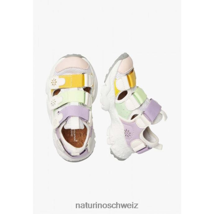Naturino Ray Junior vl. Turnschuhe aus Öko-Leder und Stoff Kinder rosa-grün 66HJ31