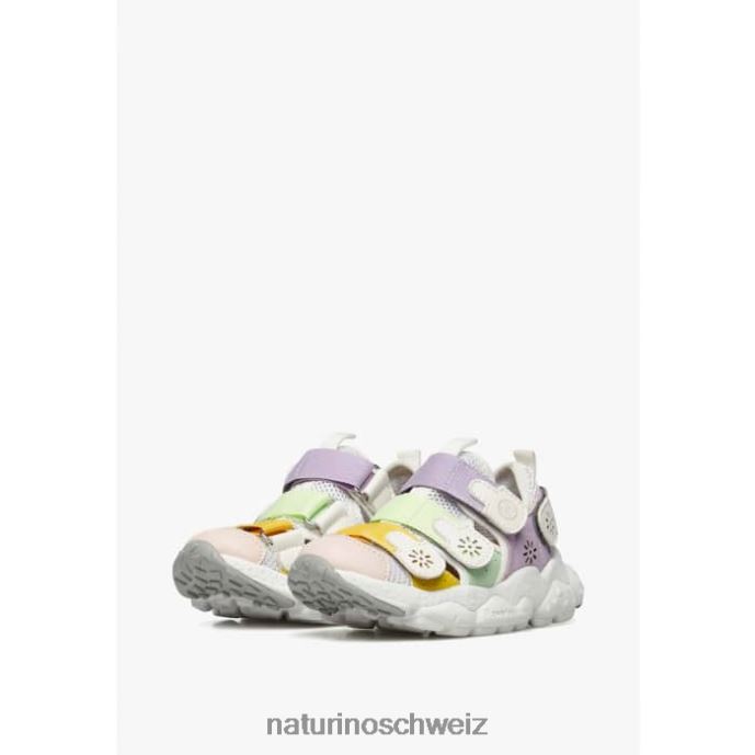 Naturino Ray Junior vl. Turnschuhe aus Öko-Leder und Stoff Kinder rosa-grün 66HJ31