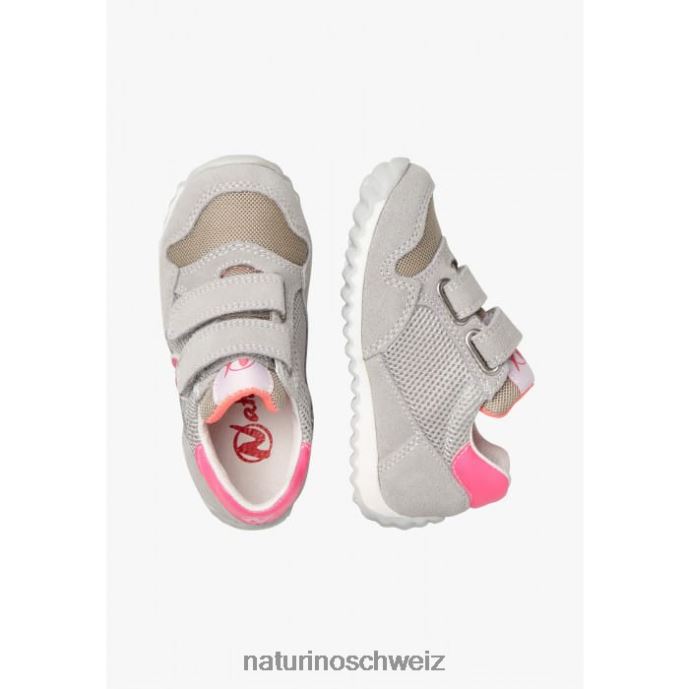 Naturino Sammy 2 vl. Sneakers aus Leder und Stoff Kinder grau-fuchsia 66HJ517