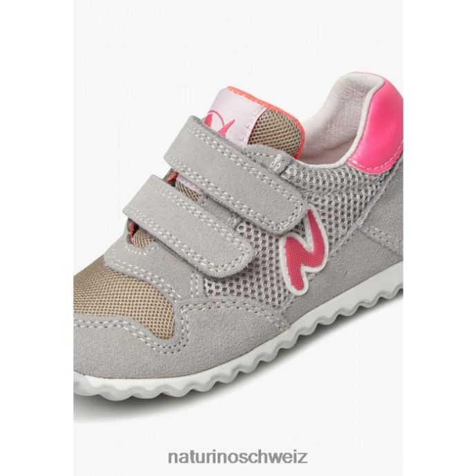 Naturino Sammy 2 vl. Sneakers aus Leder und Stoff Kinder grau-fuchsia 66HJ517