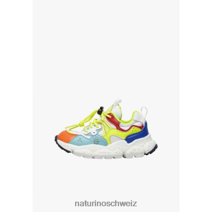 Naturino Yamano 3 Junior. Sneakers aus Öko-Leder und technischem Stoff Kinder Türkis-Fluogelb 66HJ34