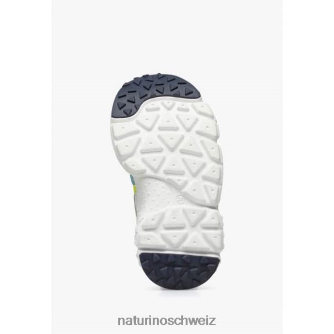 Naturino Yamano 3 Junior. Sneakers aus Öko-Leder und technischem Stoff Kinder Türkis-Fluogelb 66HJ34