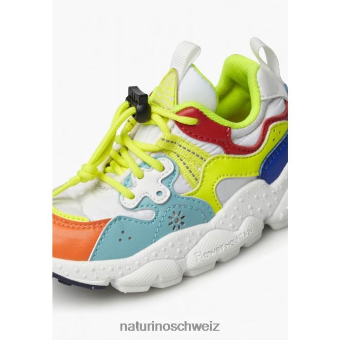 Naturino Yamano 3 Junior. Sneakers aus Öko-Leder und technischem Stoff Kinder Türkis-Fluogelb 66HJ34