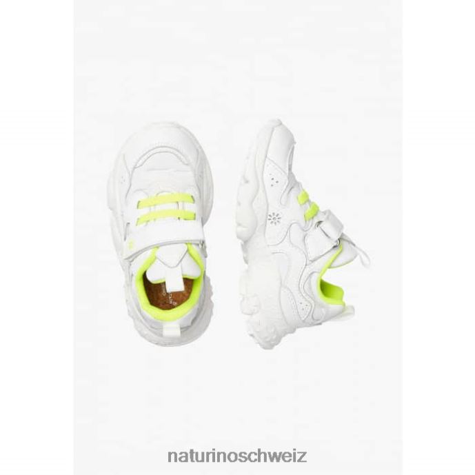 Naturino Yamano 3 Vl Junior. Sneakers aus Kunstleder und technischem Stoff Kinder Weiß-Fluogelb 66HJ41