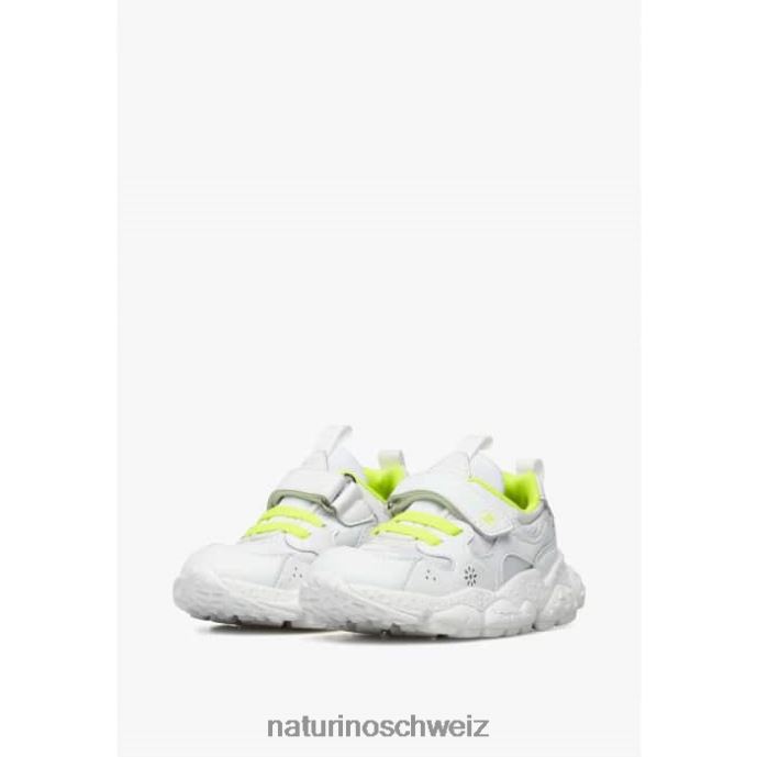 Naturino Yamano 3 Vl Junior. Sneakers aus Kunstleder und technischem Stoff Kinder Weiß-Fluogelb 66HJ41