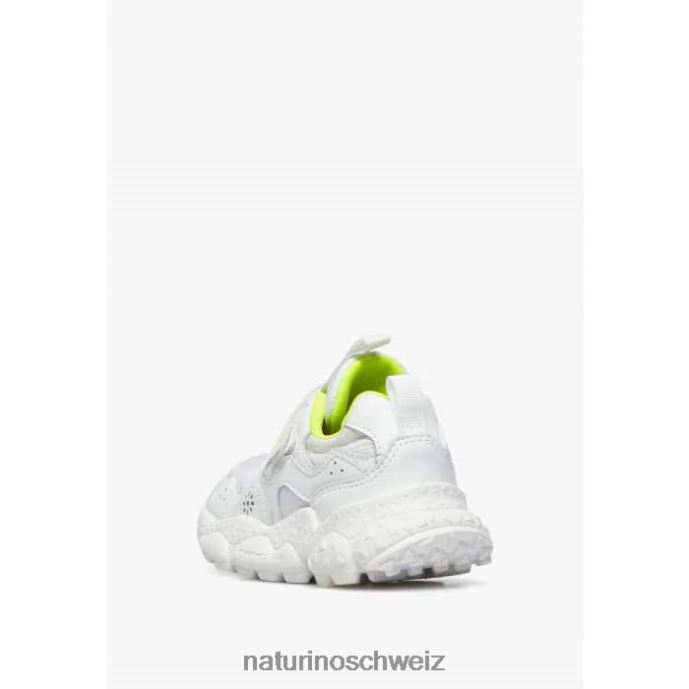 Naturino Yamano 3 Vl Junior. Sneakers aus Kunstleder und technischem Stoff Kinder Weiß-Fluogelb 66HJ41