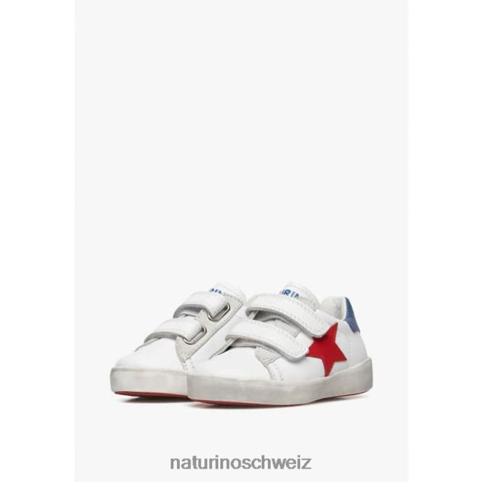 Naturino annie vl Ledersneaker mit Sternaufnäher Kinder weiß Rot 66HJ369