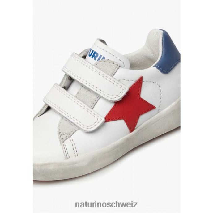 Naturino annie vl Ledersneaker mit Sternaufnäher Kinder weiß Rot 66HJ369