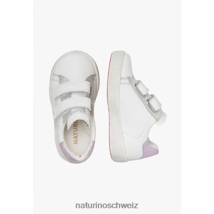 Naturino annie vl Ledersneaker mit Sternaufnäher Kinder weiß-lila 66HJ385