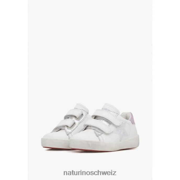 Naturino annie vl Ledersneaker mit Sternaufnäher Kinder weiß-lila 66HJ385