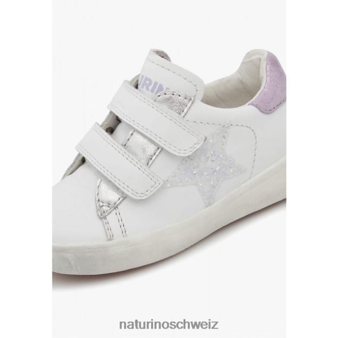 Naturino annie vl Ledersneaker mit Sternaufnäher Kinder weiß-lila 66HJ385