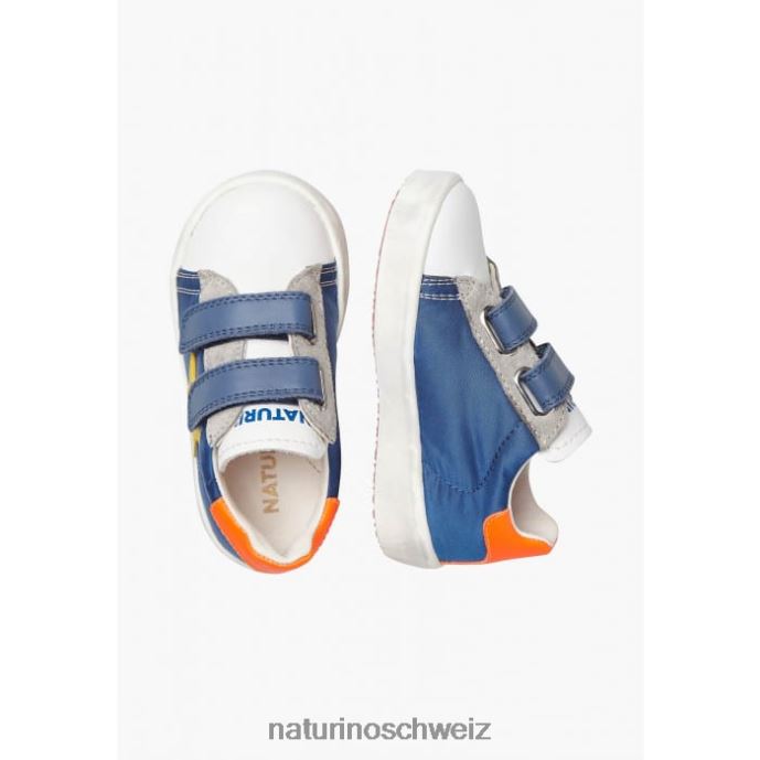 Naturino annie vl Sneakers aus Leder und Stoff mit Sternaufnäher Kinder weiß Blau 66HJ430
