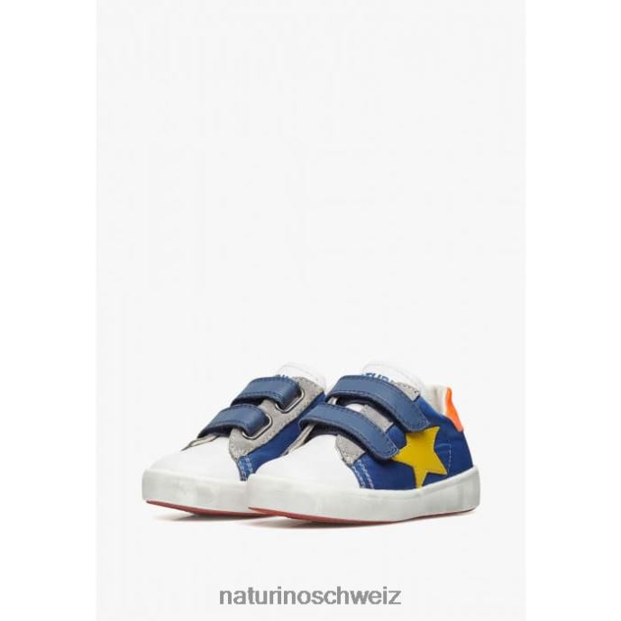 Naturino annie vl Sneakers aus Leder und Stoff mit Sternaufnäher Kinder weiß Blau 66HJ430
