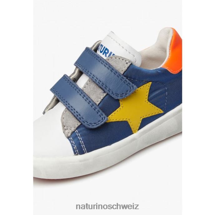 Naturino annie vl Sneakers aus Leder und Stoff mit Sternaufnäher Kinder weiß Blau 66HJ430