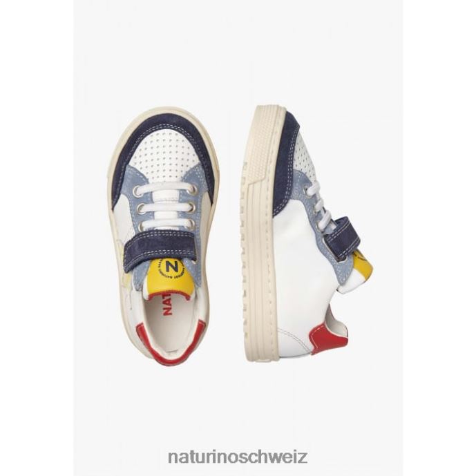 Naturino auriel vl. Sneakers aus perforiertem Leder und Wildleder mit Stern Kinder weiß-marine 66HJ491