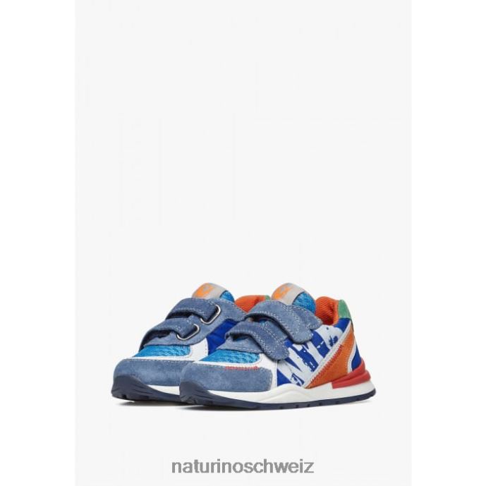 Naturino bley vl Sneakers aus Wildleder und Stoff Kinder Blau Rot 66HJ470