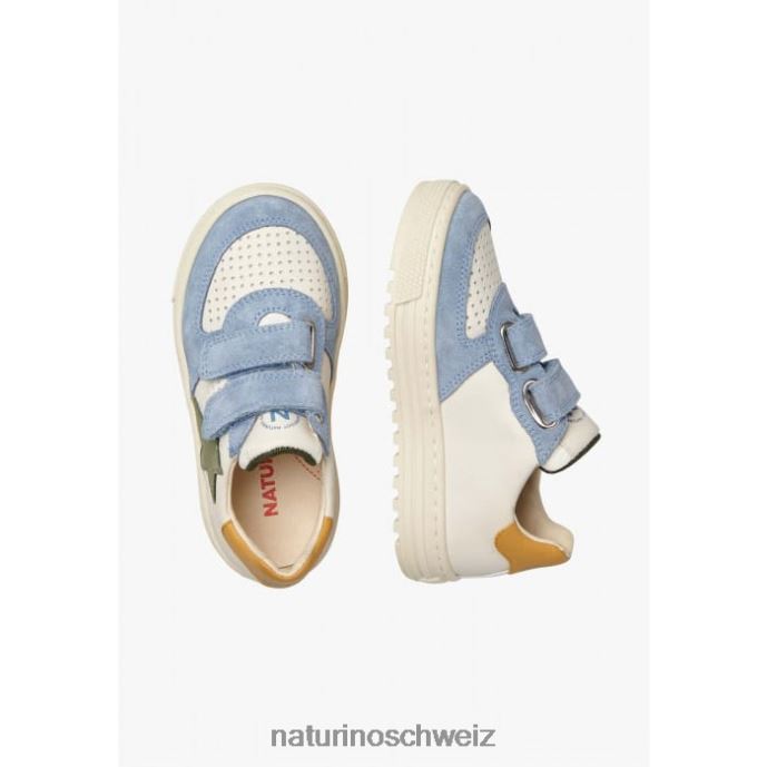 Naturino hess vl. Sneakers aus Leder und Wildleder Kinder himmelblau-beige 66HJ382
