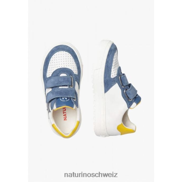 Naturino hess vl. Sneakers aus Leder und Wildleder Kinder weiß-hellblau 66HJ451