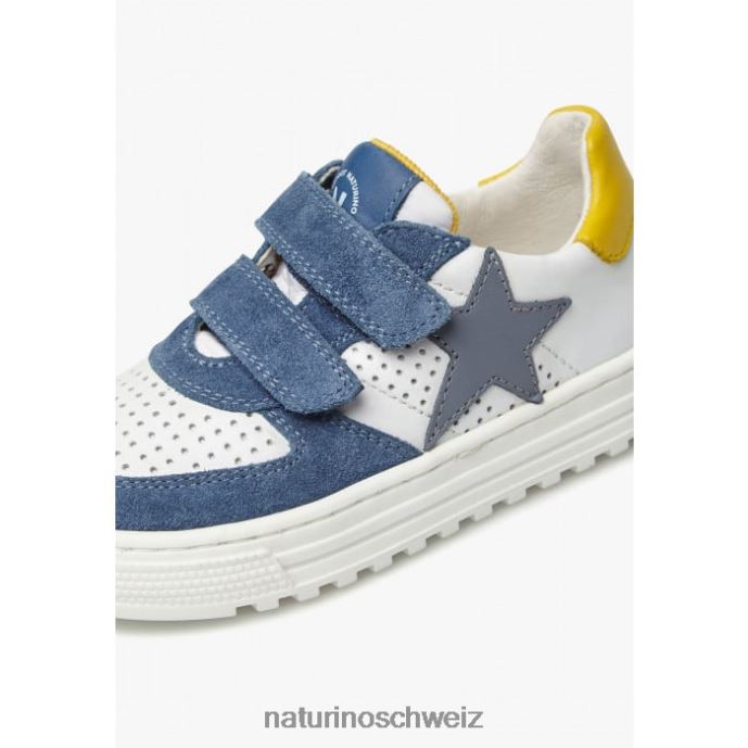 Naturino hess vl. Sneakers aus Leder und Wildleder Kinder weiß-hellblau 66HJ451