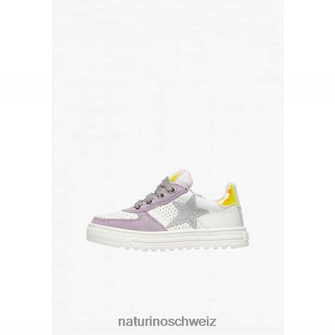 Naturino hess zip. Sneakers aus Leder und Wildleder mit Reißverschluss Kinder weiß-lila 66HJ461
