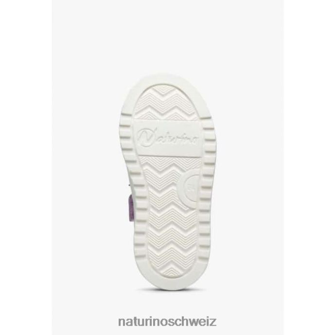 Naturino hess zip. Sneakers aus Leder und Wildleder mit Reißverschluss Kinder weiß-lila 66HJ461