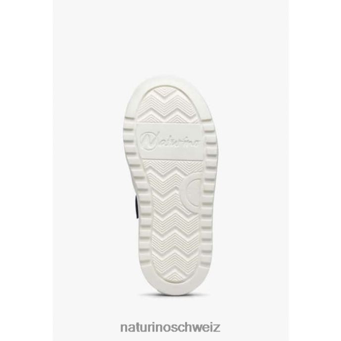 Naturino hess zip. perforierte Leder- und Wildleder-Sneaker mit Reißverschluss Kinder weiß Blau 66HJ512