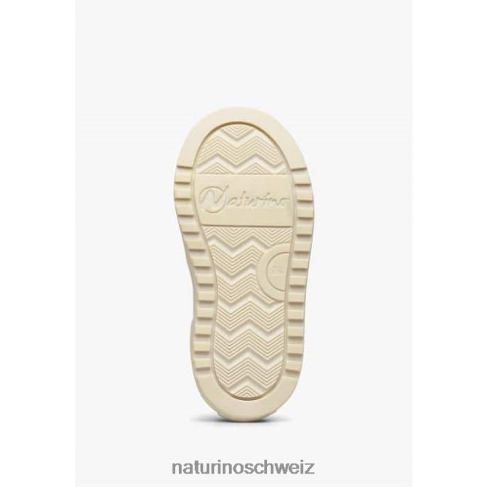 Naturino hess zip. perforierte Leder- und Wildleder-Sneaker mit Reißverschluss Kinder weiß-himmelblau 66HJ416