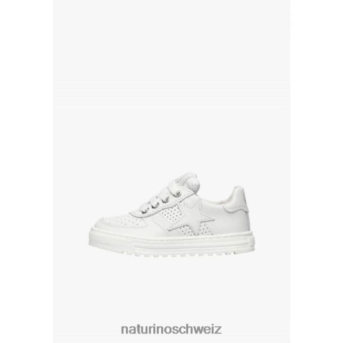 Naturino hess zip. perforierte Ledersneaker mit Stern und Reißverschluss Kinder Weiss 66HJ363