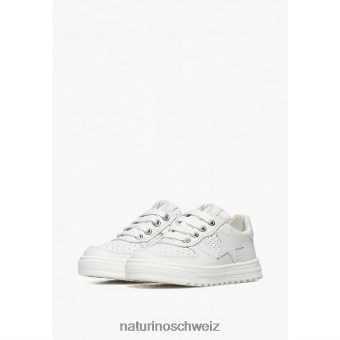 Naturino hess zip. perforierte Ledersneaker mit Stern und Reißverschluss Kinder Weiss 66HJ363