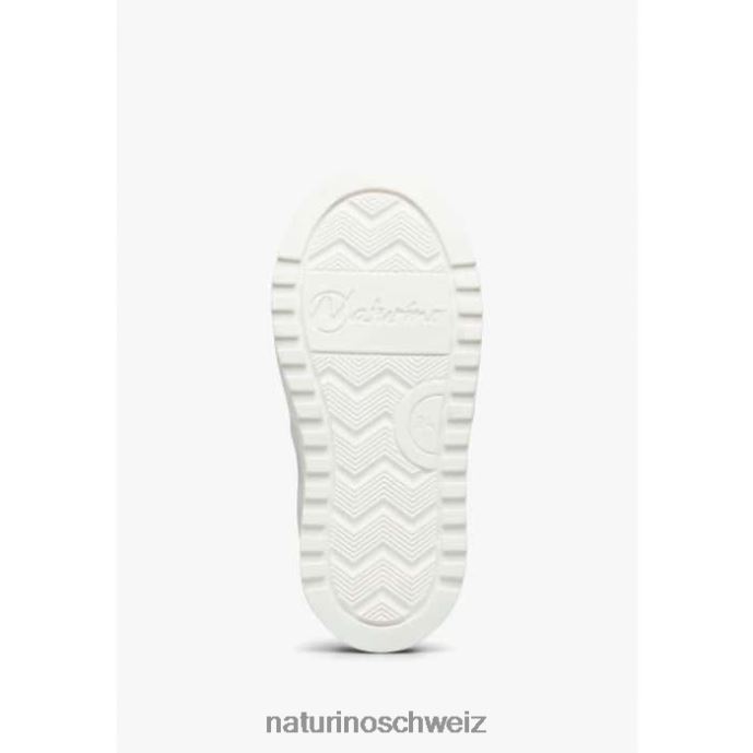 Naturino hess zip. perforierte Ledersneaker mit Stern und Reißverschluss Kinder Weiss 66HJ363