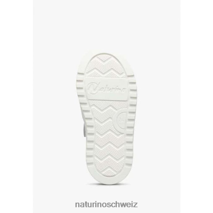 Naturino hess zip. perforierte Ledersneaker mit Stern und Reißverschluss Kinder weiß Blau 66HJ480