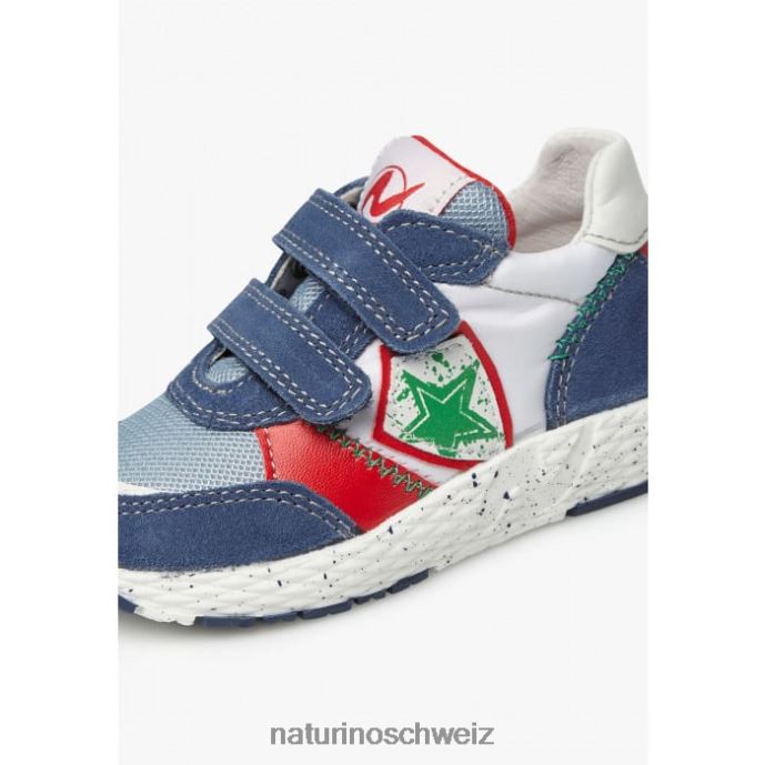 Naturino jesko star vl. Sneakers aus Wildleder und Stoff Kinder Blau Weiss 66HJ500