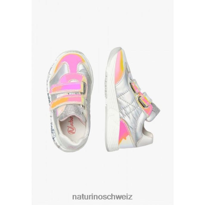 Naturino jesko vl. Sneakers aus Leder und technischem Stoff Kinder Silber 66HJ516