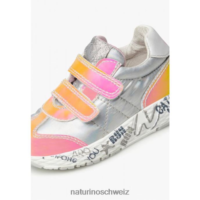 Naturino jesko vl. Sneakers aus Leder und technischem Stoff Kinder Silber 66HJ516