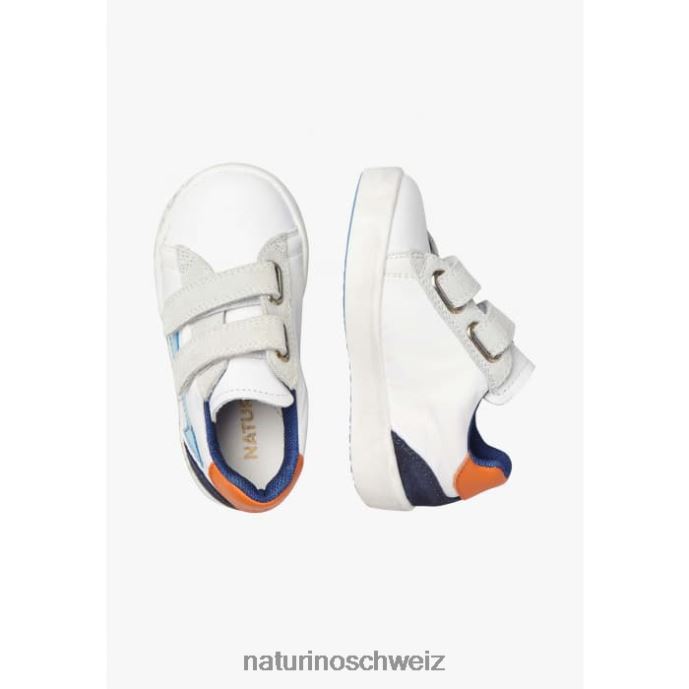 Naturino kristil vl Sneakers aus Leder und Stoff Kinder weiß-himmelblau 66HJ486