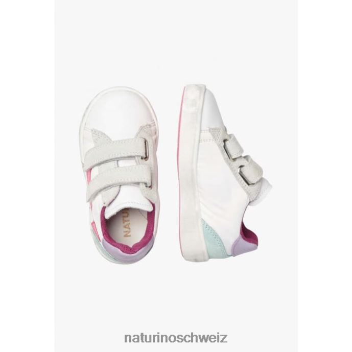 Naturino kristil vl Sneakers aus Leder und Stoff Kinder weiß-rosa 66HJ490